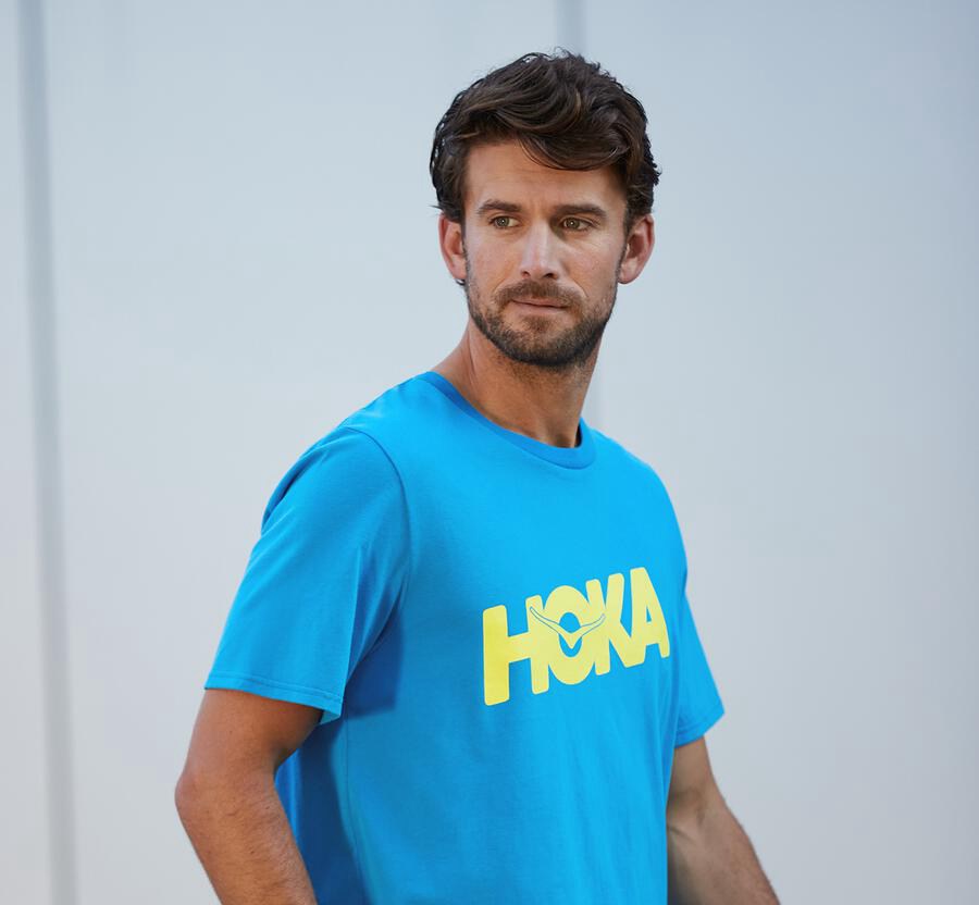 Tee Mens - Hoka One One Brand - Blue - XKUGIFC-15